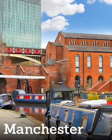 Postcards from Britain Manchester Badge