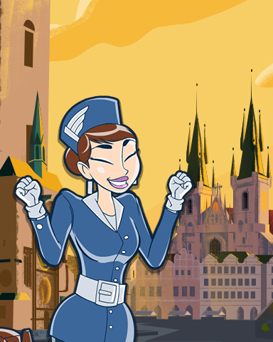 Prague Coach Badge - Jet Set Solitaire