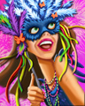 Blackjack Carnival Feathered Mask Badge