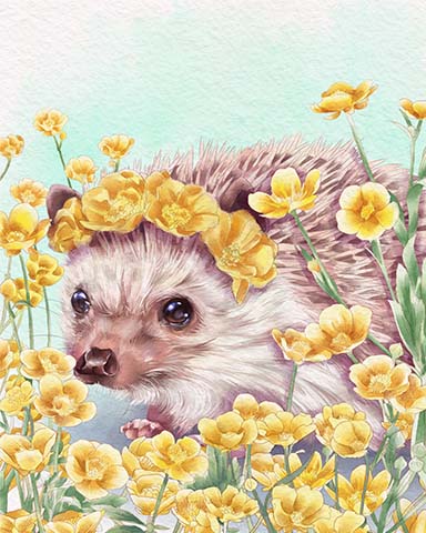 Tri-Peaks Solitaire HD Hedgehog Animals with Blooms Badge