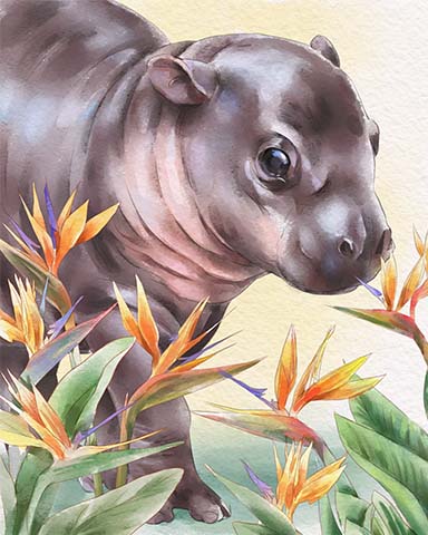 Mahjong Safari HD Hippo Animals with Blooms Badge