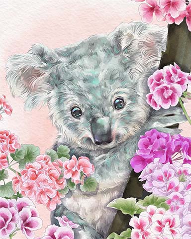 Canasta HD Koala Animals with Blooms Badge