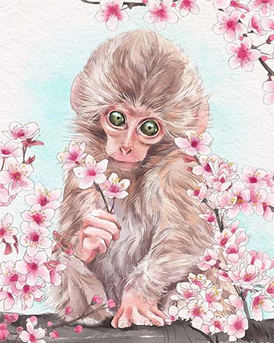 Pogo™ Slots Monkey Animals with Blooms Badge