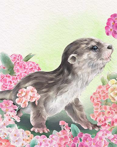 Mahjong Safari HD Otter Animals with Blooms Badge
