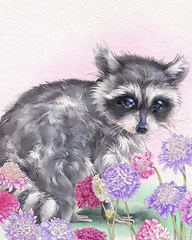 Rainy Day Spider Solitaire HD Raccoon Animals with Blooms Badge