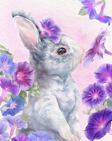 Spades HD Bunny Animals with Blooms Badge