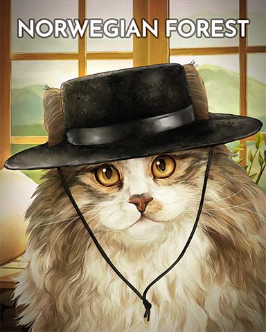 Poppit! Bingo Norwegian Forest Cats In Hats Badge