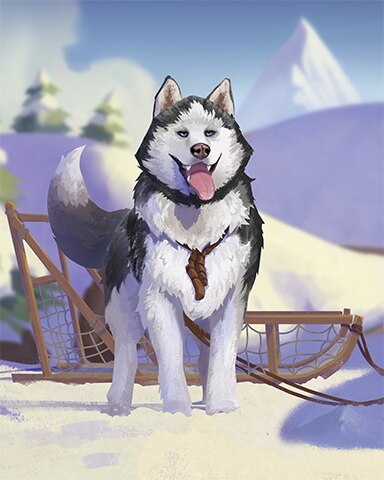 Husky Pulled Sled Cozy Chalet Badge