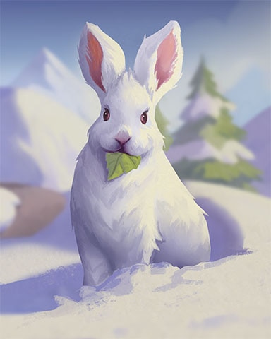 White Bunny Cozy Chalet Badge - First Class Solitaire HD