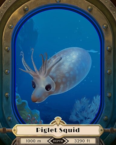 Mahjong Safari HD Piglet Squid Deep Sea Creatures Badge
