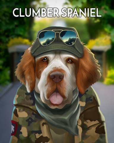 World Class Solitaire HD Clumber Spaniel Dogs in Disguise Badge