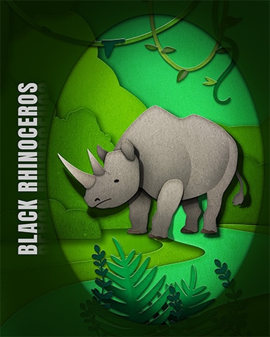 Pogo Black Rhinoceros Endangered Animals Badge