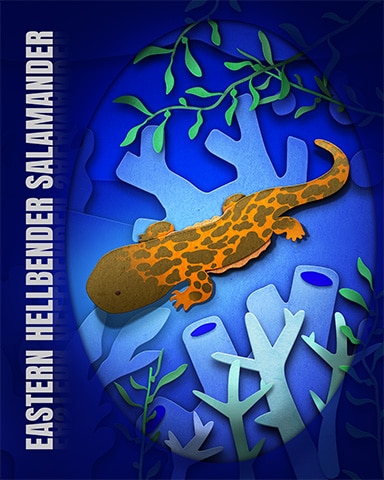 Pogo Eastern Hellbender Salamander Endangered Animals Badge