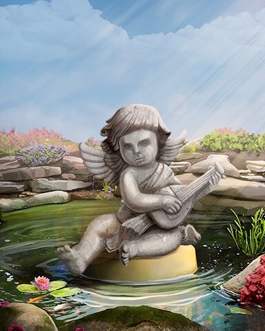 Cherub Playing Lute Garden Friends Badge - Canasta HD