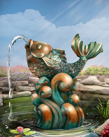 Fish Fountain Garden Friends Badge - Mahjong Sanctuary