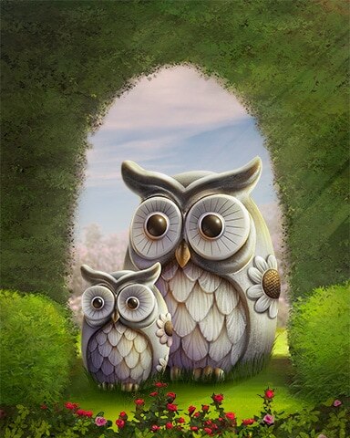 Cute Sitting Owls Garden Friends Badge - Jungle Gin HD