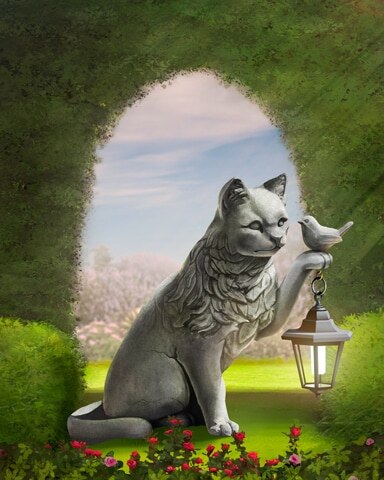 Sitting Cat Garden Friends Badge - Mahjong Safari HD