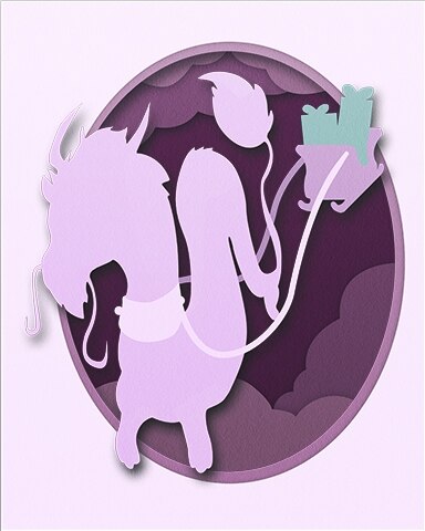 Dragon Sleigher Holiday Cards Badge - Mahjong Garden HD