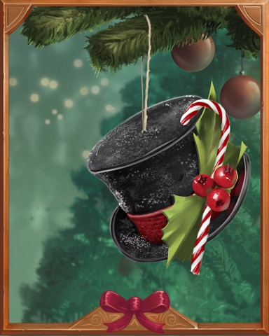 Festive Top Hat Holiday Ornaments Badge - Mahjong Safari HD