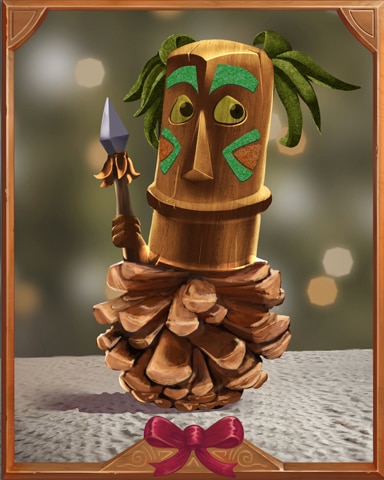 Pinecone Tiki Holiday Ornaments Badge - Spades HD