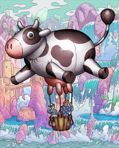 World Class Solitaire HD Cow Hot Air Balloons Badge