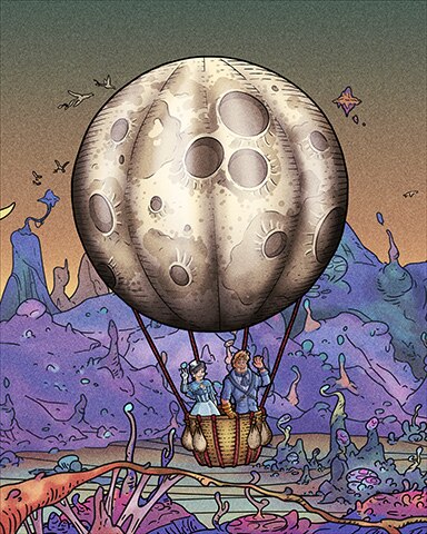 First Class Solitaire HD Moon Hot Air Balloons Badge