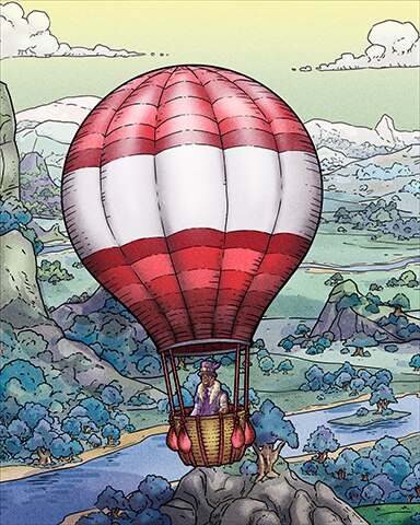 Pogo Slots Red and White Teardrop Hot Air Balloons Badge