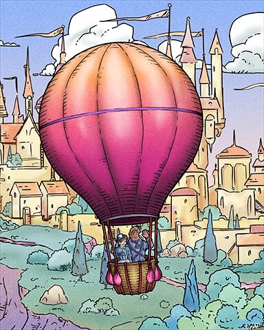 Jungle Gin HD Hot Pink Gradient Teardrop Hot Air Balloons Badge