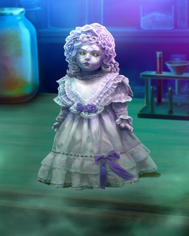 Creepy Doll Mad Scientist Lab Badge