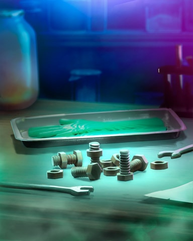 Frankenstein Bolts Mad Scientist Lab Badge