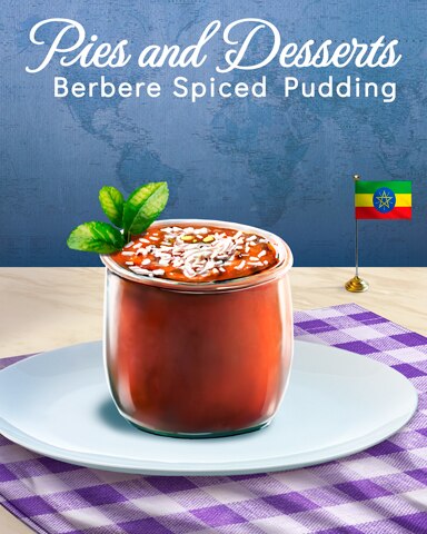 Berbere Spiced Pudding Pies and Desserts Badge - Mahjong Garden HD