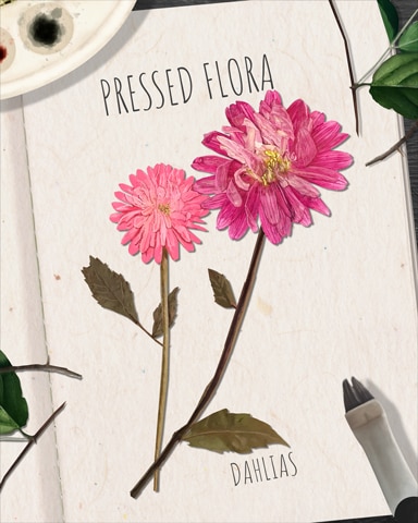 Mahjong Garden HD Dahlia Pressed Flora Badge
