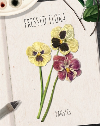 Canasta HD Pansies Pressed Flora Badge