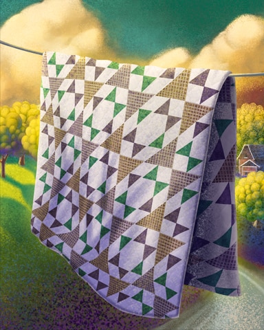 Quinn's Aquarium Old Maid's Puzzle Quilting Square Badge