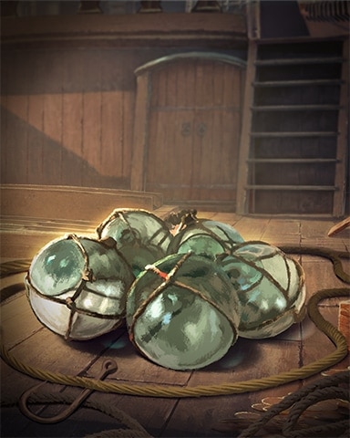 Thousand Island Solitaire HD Glass Floats Ships Ahoy Badge