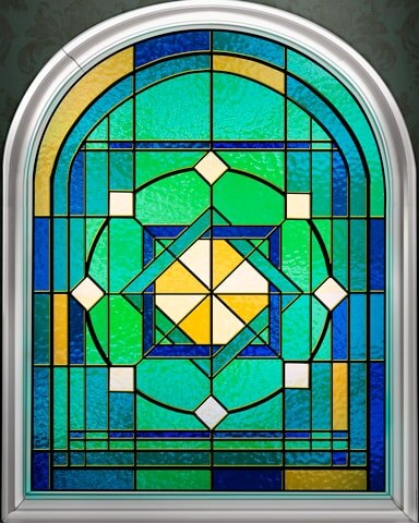 Fifth Geometric Pattern Stained Glass Badge - Word Whomp HD