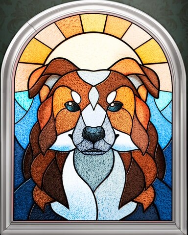 Greeting Dog Stained Glass Badge - Quinn's Aquarium