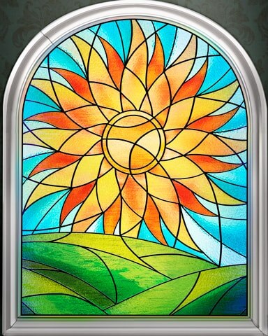 Blazing Sun Stained Glass Badge - Word Whomp HD