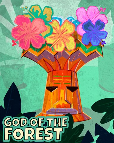 Wooden God of the Forest Badge - Mahjong Garden HD