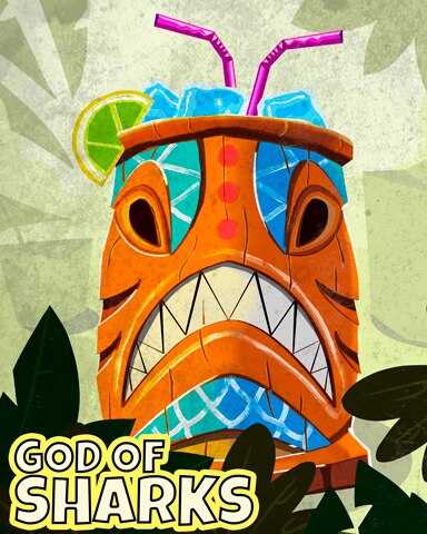 Wooden Shark God Badge - Pogo Slots