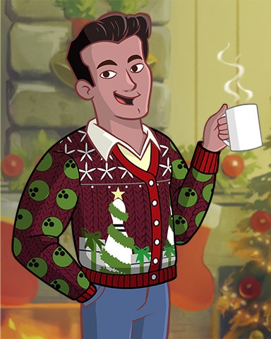 Hot Cocoa Roberto Ugly Sweaters Badge