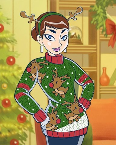 Reindeer Pam Ugly Sweaters Badge