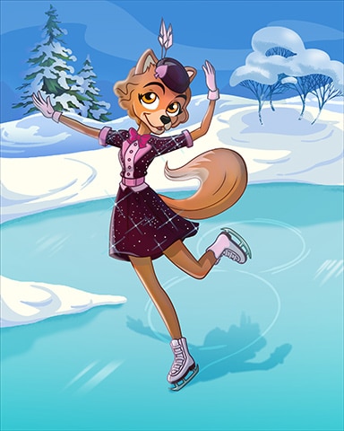 Figure Skating Winter Activities Badge - Mahjong Safari HD