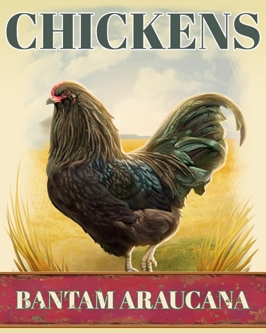 World Class Solitaire HD Bantam Araucana Chickens Badge