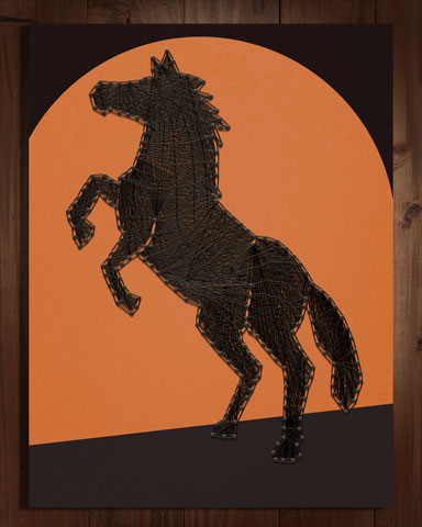 First Class Solitaire HD Shadow Horse Nail and String Art Badge