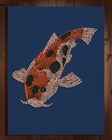 Quinn's Aquarium Koi Fish Nail and String Art Badge