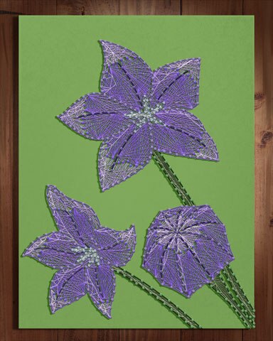 Pogo Slots Purple Flowers Nail and String Art Badge