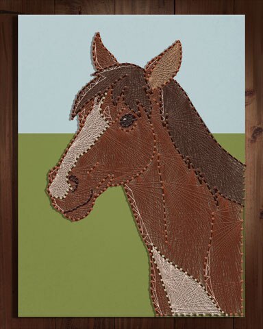 Horse Nail and String Art Badge