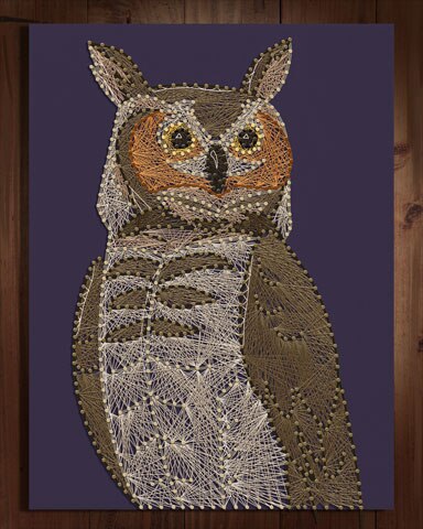 Mahjong Garden HD Statuesque Owl Nail and String Art Badge