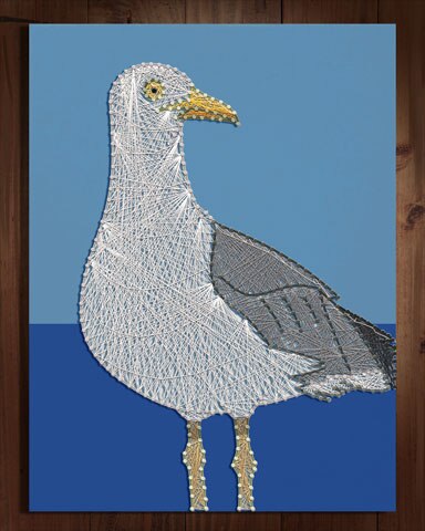 Solitaire Home Story Seagulls Nail and String Art Badge